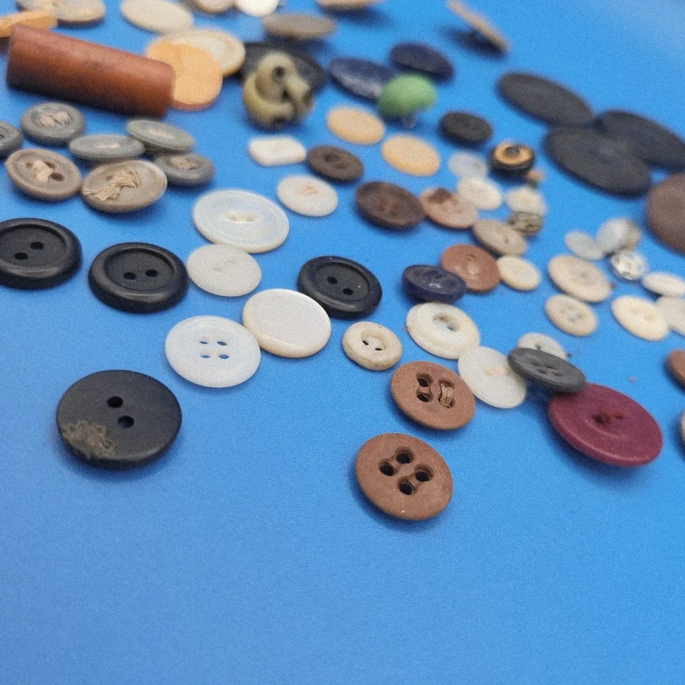 Vintage Assorted Button Lot Mixed Sizes Colors Shapes for Sewing Crafts 100+ pcs